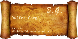 Duffek Gergő névjegykártya
